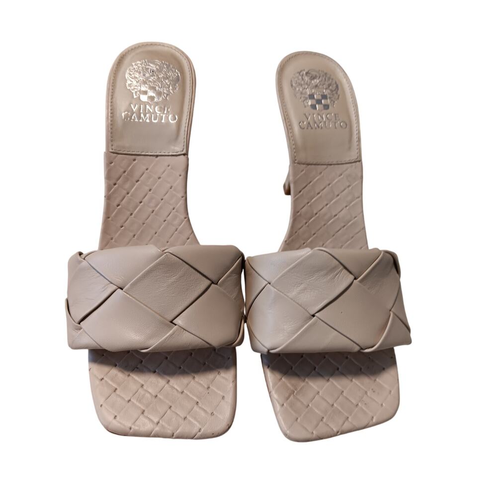 Vince Camuto Brelanie Woven Cream Heel sandal size 8.5 Mules - Picture 3 of 6